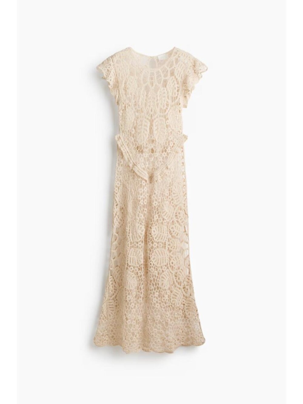 H&M FLUTTER-SLEEVED CROCHET-LOOK DRESS - Picture 6 of 7